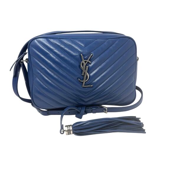 Saint Laurent YSL Lou Camera Bag Cobalt Blue Quilted Leather Silver Hardware - Picture 1 of 11